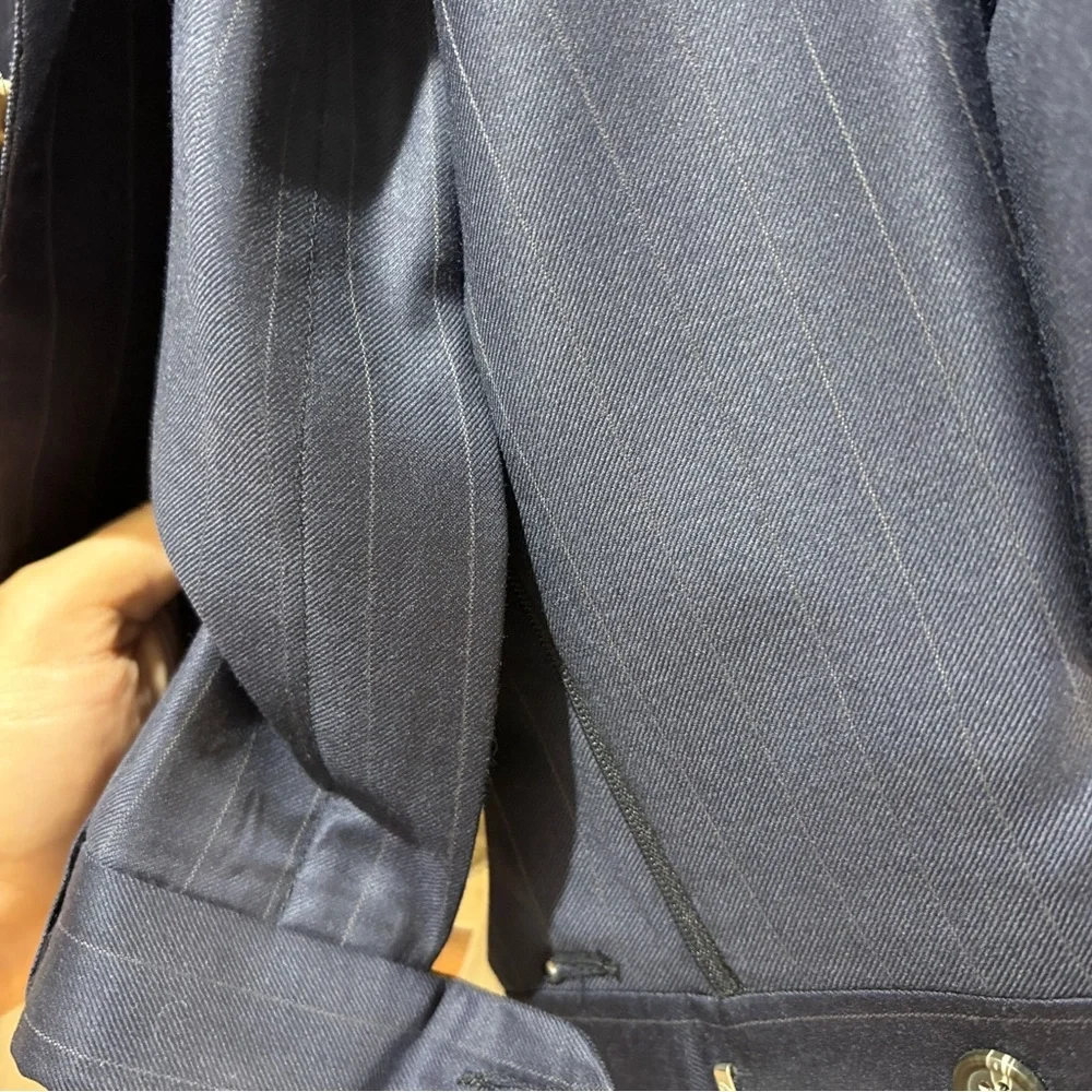 Ralph Lauren Navy Pinstripe Suit 42R and 36/30 pants - slightly imperfect cuff